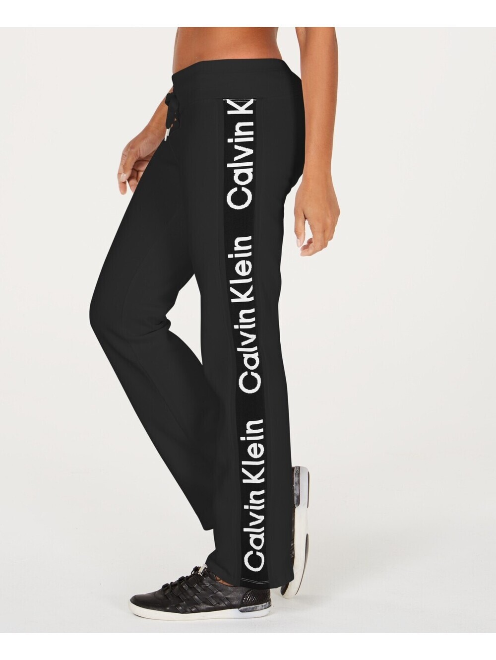 Calvin Klein Womens Logo High-Rise Flared-Leg Joggers Size L